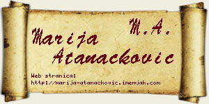 Marija Atanacković vizit kartica